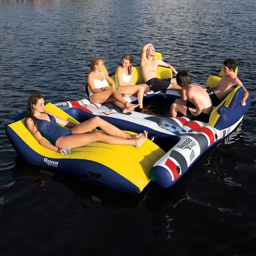 Inflatable Log Rafts Aqua Leisure 11'x8' 6-7 Person Inflatable Raft w Detachable Docking ...