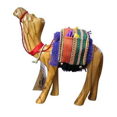 Vintage Hand Made in Jordan Wooden Wood Standing Camel Figurine Nativity Piece