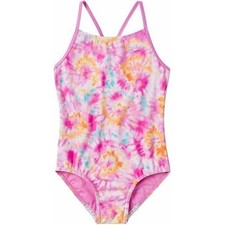 Speedo Girls Thin Strap One Piece Swimsuit Watercolor Pink Size 10 NWT