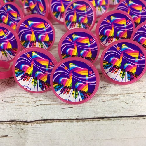 Lisa Frank Rainbow Music Note Piano Keyboard Party Favors Lot of 31 Rings