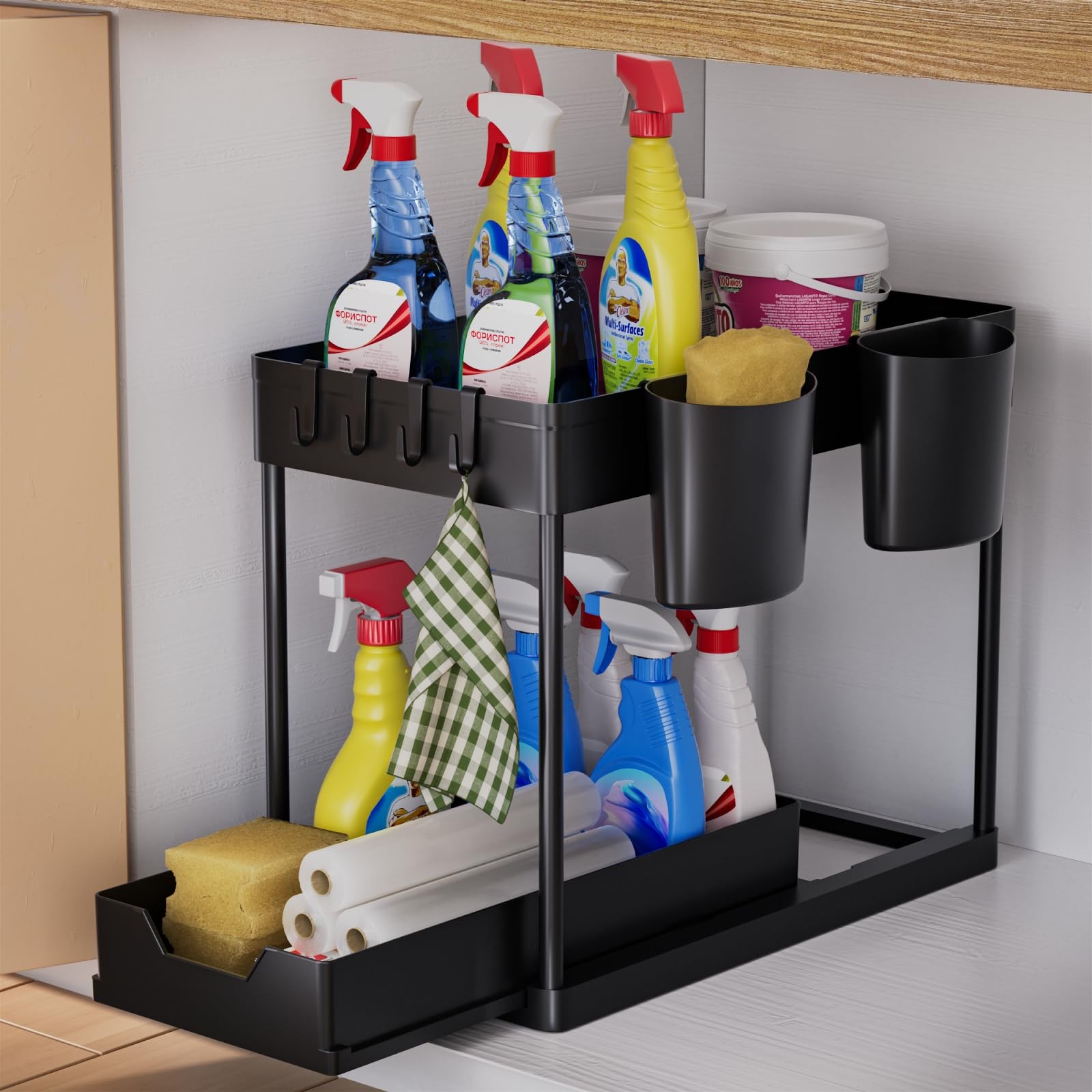 Under Sink Storage Kitchen Organiser Bathroom Storage 2 Tier Pull Out Kitchen