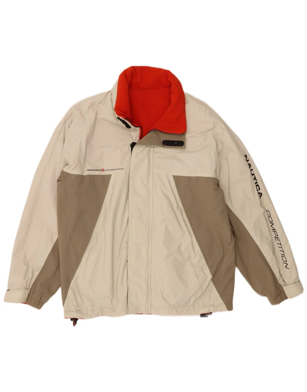 Nautica Mens Graphic Windbreaker Jacket UK 38 Medium Beige Colourblock DA07