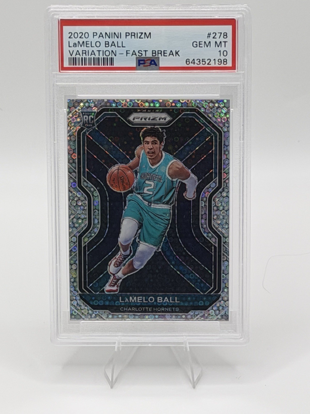 LaMelo Ball RC Panini Prizm 2020-21 Rookie Variation Fast Break #278 PSA 10 view 3