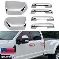 2023-2025 for Ford F250-F550 Crew CHROME 4 Door Mirrors Handle COVERS NoSMTKH US