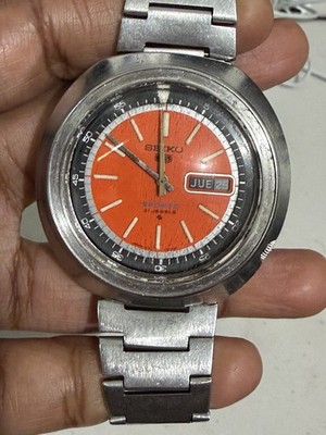 Vintage Seiko 5 Sports 6119-6400 UFO Orange Dial Automatic 21J