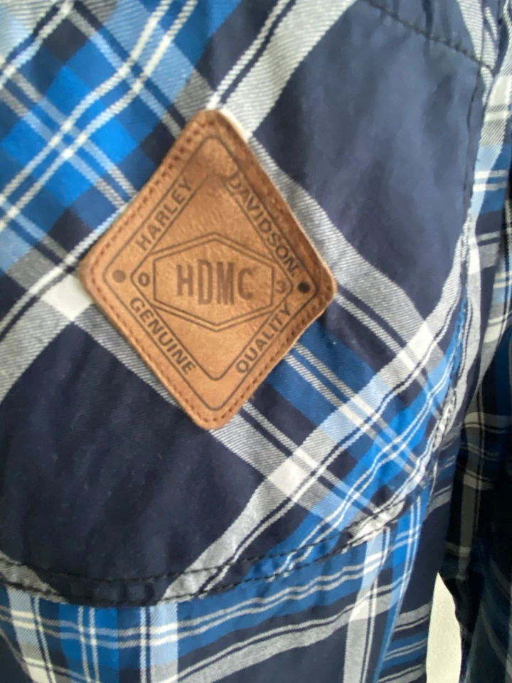 Harley-Davidson Shirt Men's Large Plaid Button Front Shirt Blue 99038-17VM - Image 2 of 4