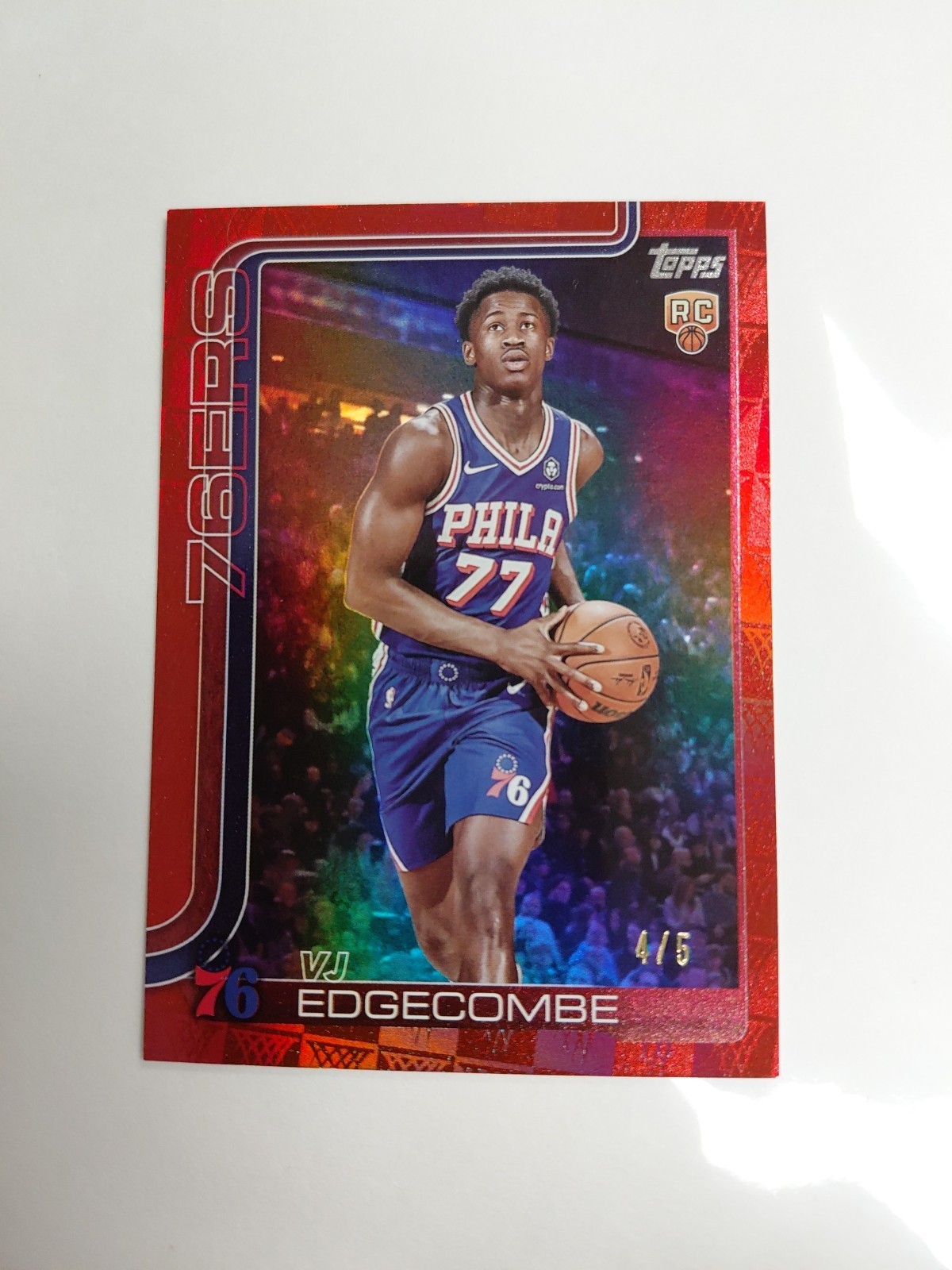2025-26 Topps FLAGSHIP VJ Edgecombe 203 Red Foil RC 4/5