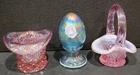 Limited Edition Fenton, lot of 3, Beautiful Hat, Basket and hand painted Egg