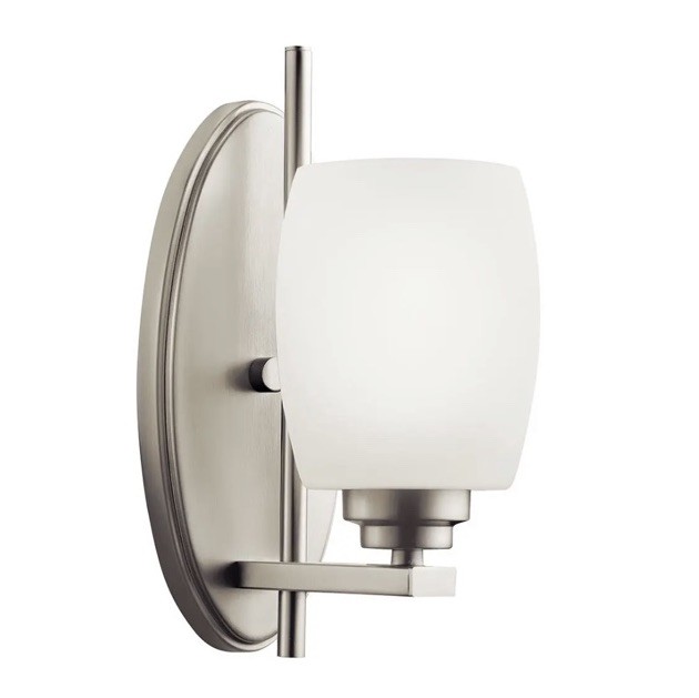 Kichler Eileen Wall Sconce 1Lt, Brushed Nickel, Satin Etched Cased Opal - 5096NI