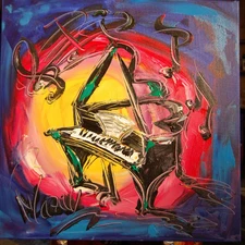 JAZZ MODERN PAINTING  IMPRESSIONIST CANVAS ORIGINAL NRERH