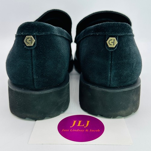 Cole Haan Women's Newburg Black Suede Lug Sole Penny Loafers W24292 Size 8.5 - Picture 6 of 12