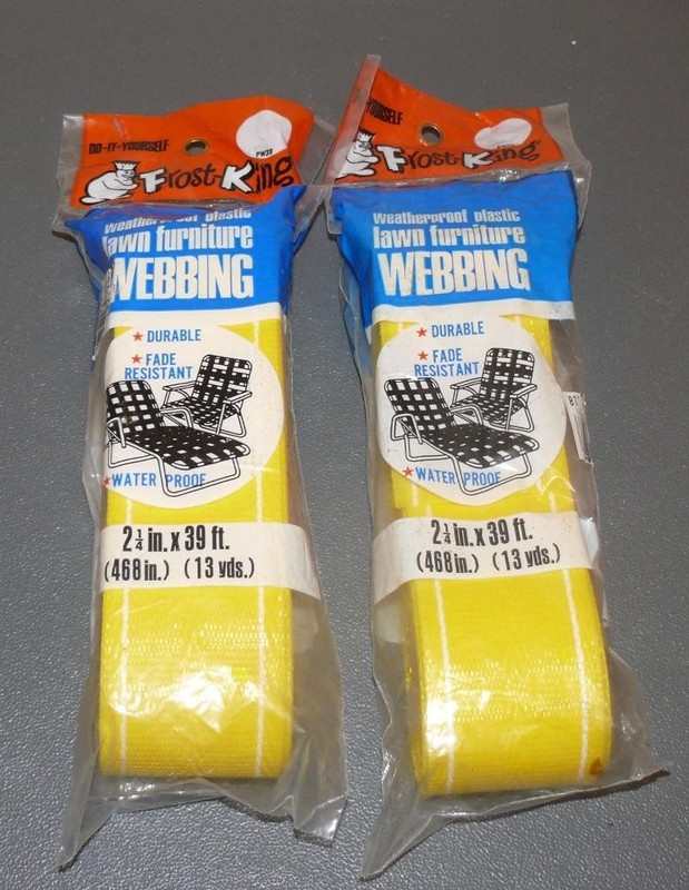 2 NOS Frost King lawn furniture re-webbing webbing 2 1/4 in x 39 ft each yellow