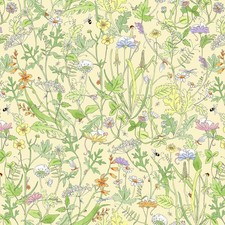 1/2 Yard Fabric - Mouseplay  Meadow - Butter by Anita Jeram by Clothworks