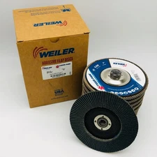 7" 60 Grit Flap Discs 5/8-11 AH Weiler Tiger Paw Angled Pack of 10