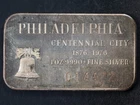 1 Ounce Silver Bar - Philadelphia Centennial City 1876-1976 .9990+ Fine