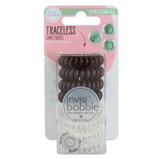 3 Pack Invisibobble Original HairLoveTech Traceless Hair Rings, Brown, Clear ...