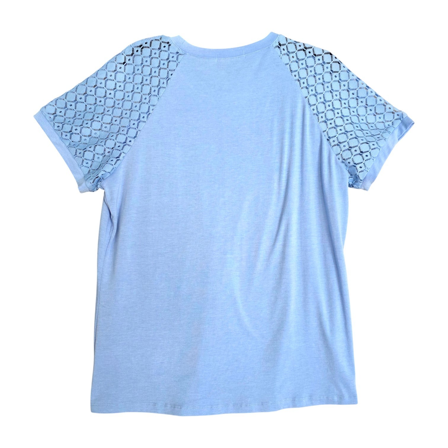 Automet Patchwork Lace Sleeves Pleated T-Shirt To… - image 5