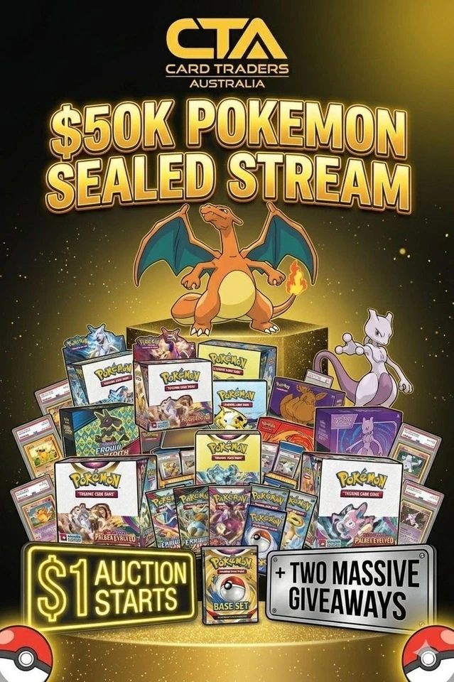 $50K POKÉMON SEALED STREAM - $1 AUCTION STARTS + PENNY DROPS