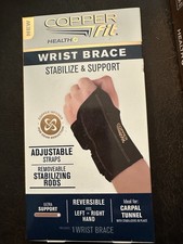 Copper Fit WRIST BRACE Adjustable, Removable Stabilizing Rods, Left or Right 1ct