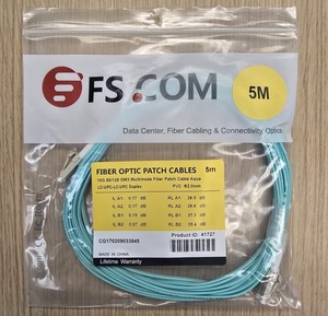 Lot Of 6 New FS 5M Fiber Optic Patch Cable 10G 50/125 OM3 LC/UPC-LC/UPC Duplex