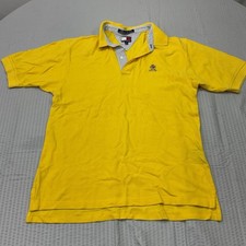 Tommy Hilfiger Men's Polo Shirt Size L Yellow Pique Short Sleeves Classic Fit