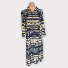 Stetson Women’s Large Indigo Serape Print Rayon Twill Midi Dress Missing Belt 