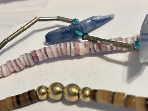 For Beads/ Jewelry Craft - VTG   Small BEADS   Blue Shell Birds, Sea Shell