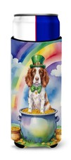 Welsh Springer Spaniel St Patrick's Day Can Hugger for Slim Cans DAC5624MUK