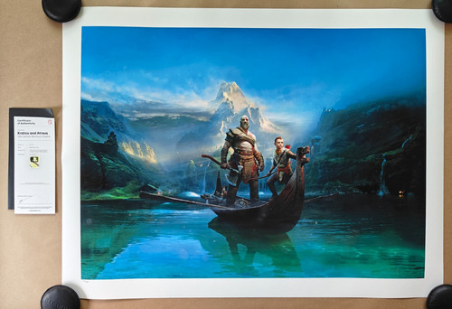 God of War Kratos and Atreus Large Cook and Becker Art Print Poster Rare Merch 2