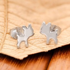 Pet Jewelry 925 Silver Puppy Stud Earrings Dog Silhouette Animal Earrings