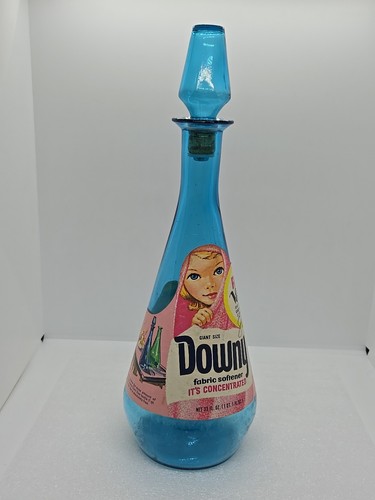 Rare Vintage 1967 DOWNEY PEACOCK Blue Empty Glass Vase Genie Bottle MCM 13.5” - Picture 6 of 20