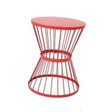 LASSEN 16" Modern Hourglass Side Table - Powder-Coated Iron Frame with Chic Open