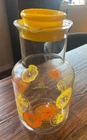 Vintage Pyrex 2 Qt Glass Juice Pitcher Carafe Orange Lemon #3520 With Yellow Lid