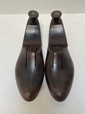 Vtg Mens Wood Shoe Tree Stretcher Form Set of 2 9 C Cobbler Mold Dark Brown Knob
