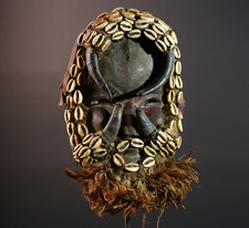 Afrikanische Dan Maske Kauri Bart Hörner Stamm Holzschnitzerei Elfenbeinküste...