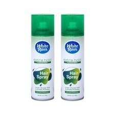 2 Pack White Rain Aerosol Hairspray Unscented Extra Hold 7.0Oz Each