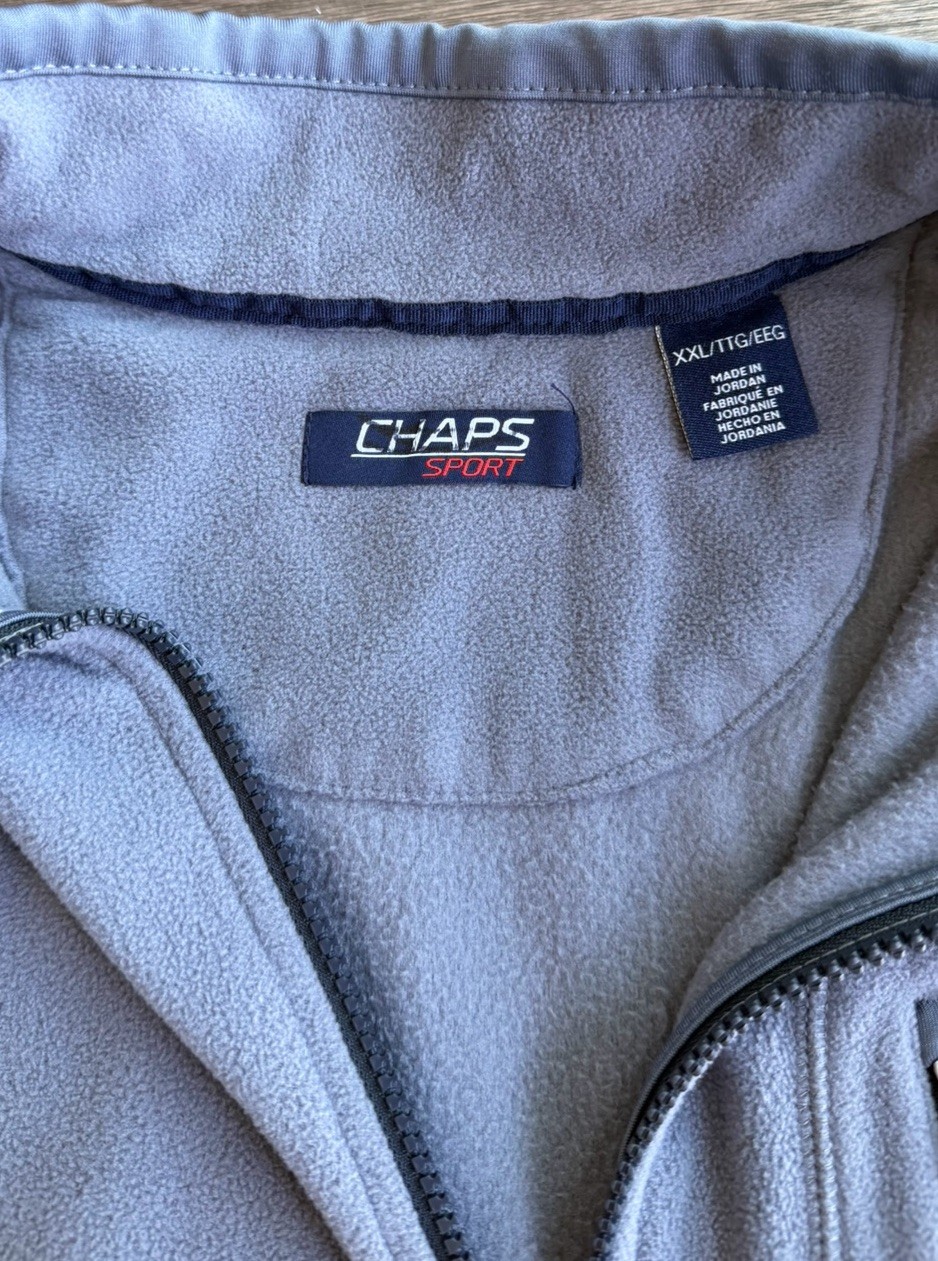 Chaps Sport Vest Fleece Blue Gray Full Zip 1 Pocket Winter Fall Layer Mens 2XL thumbnail 8