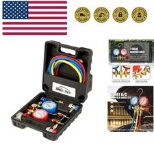 3 Way AC Manifold Gauge Set, Fits for R134A R12 R22 and R502 Refrigerants, wi...