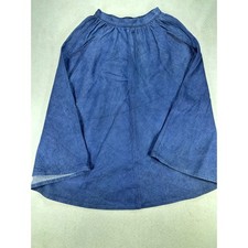 Vintage Blue Denim Midi Skirt 100 Cotton Circle High Waisted Pockets Size 8