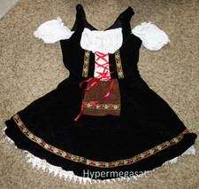 Bavarian Bar Maid Womens German Beer Oktoberfest Cosplay Costume Dress Large Blk