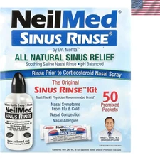 Sinus Rinse Kit - 50 Count, Safe Nasal Irrigation for Allergies and Dryness