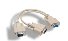 1ft DB9 Female to 2 Male Serial RS232 Splitter Cable