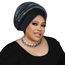 African Auto Gele Headtie Head Wrap Turban Cap Muslim Nigerian Party Headwear