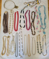 LOT 20 Vintage Beaded and Chain Necklaces All Styles & Lengths