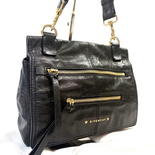 GIVENCHY One Shoulder Bag Leather Black Authentic From Japan