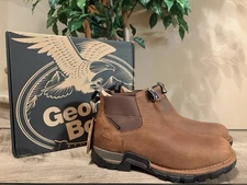 Georgia Boot Eagle One Chelsea Work Boots Men’s 10W Soft Toe Brown Waterproof A
