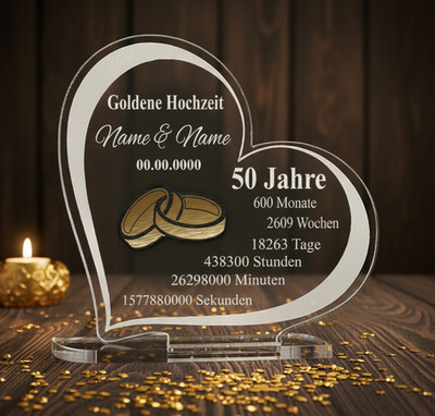 Geschenk Goldene Hochzeit Hochzeitstag Gravur - Größe wählbar - individuell