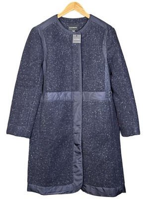 Club Monaco Navy Blue Mixed Media Quilted Coat Jacket Womens Size Small NWT $459