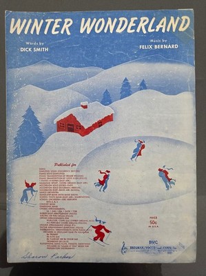''WINTER WONDERLAND'' Vintage Sheet Music 1953 Piano Guitar Vocal