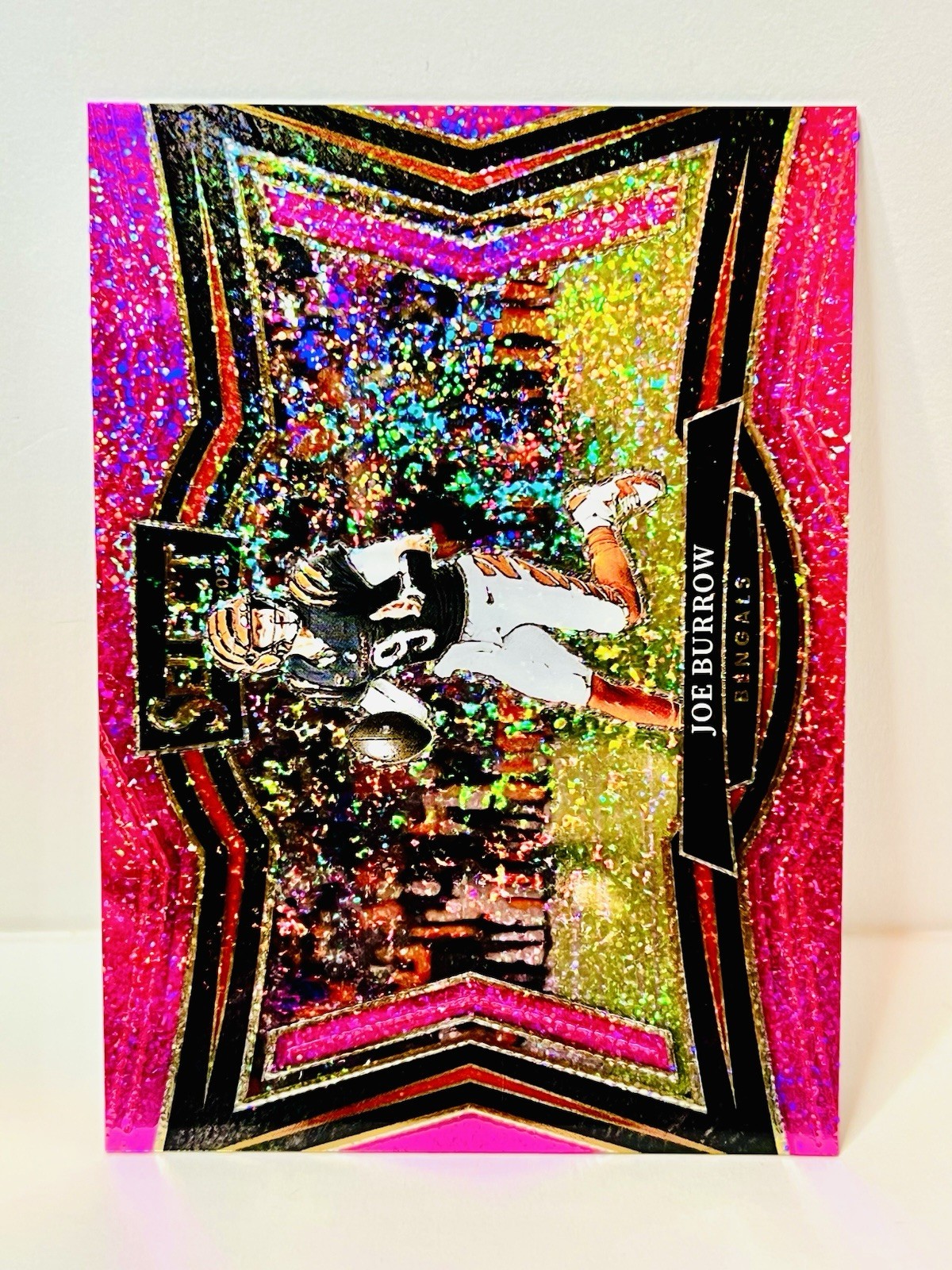 2024 Panini Select Joe Burrow Pink Glitter Prizm Field Level # /15 SSP BENGALS